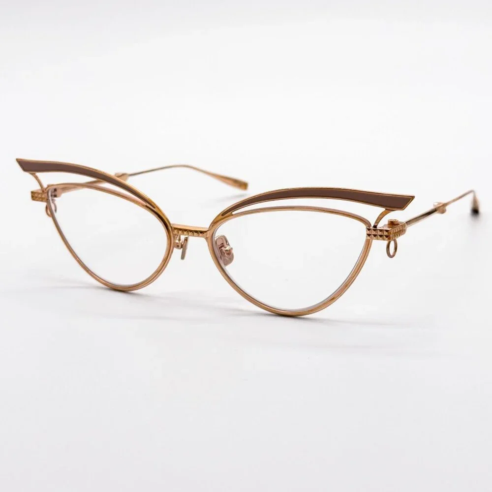 NEW VALENTINO GLASSLINER VLX-118F EYEGLASSES CAT EYE GOLD EYEWEAR WITH CHAIN